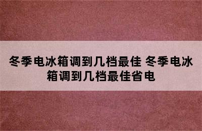 冬季电冰箱调到几档最佳 冬季电冰箱调到几档最佳省电